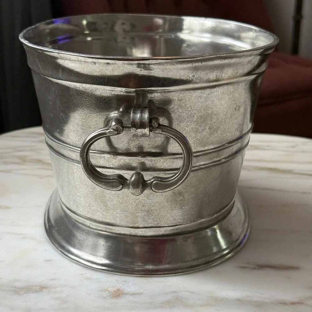 Arte Italica Vintage Italian Pewter Wine Bucket Champagne Ice Bucket Valentines